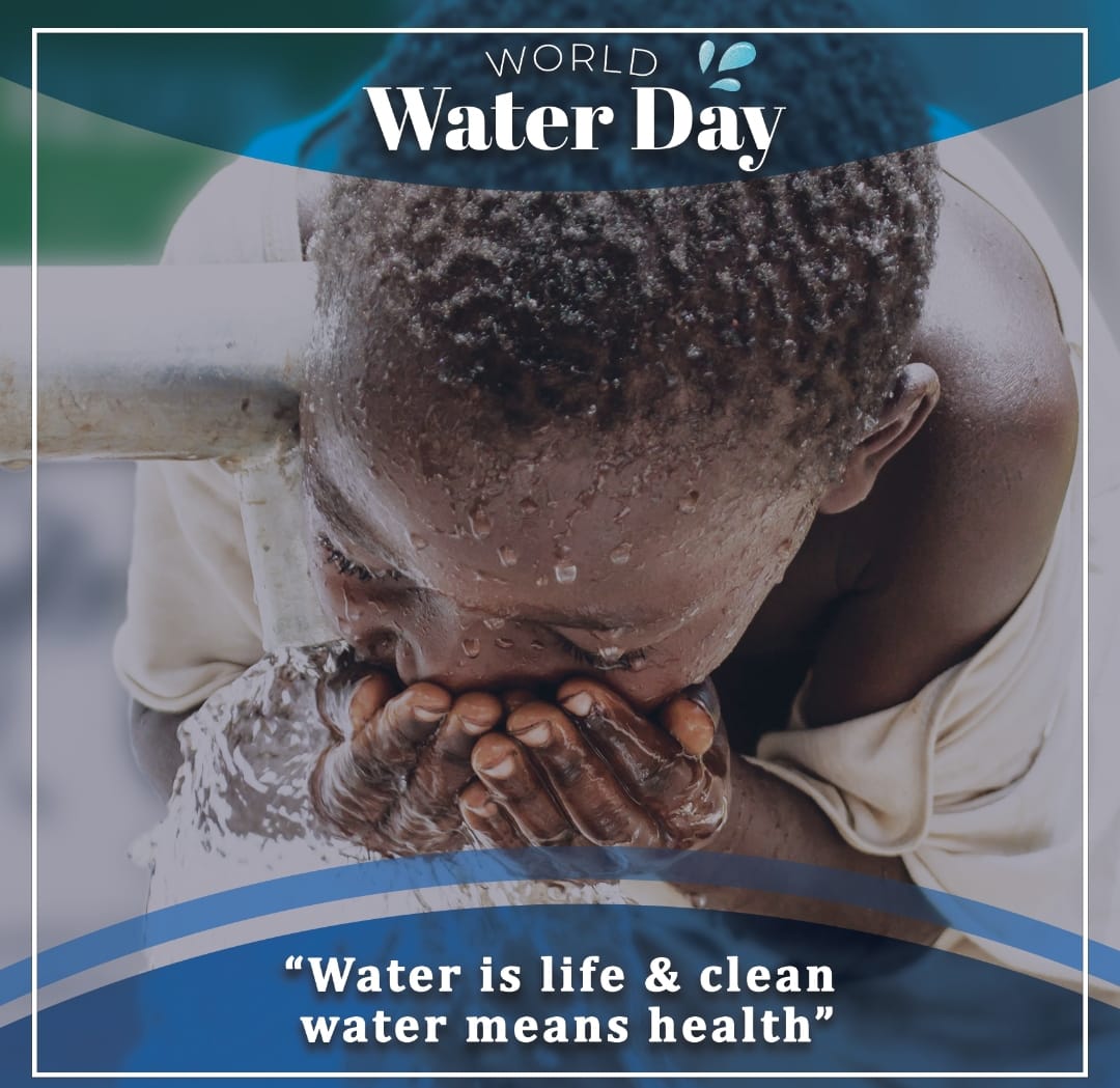 world water day poster, a child drinking from cupped hands